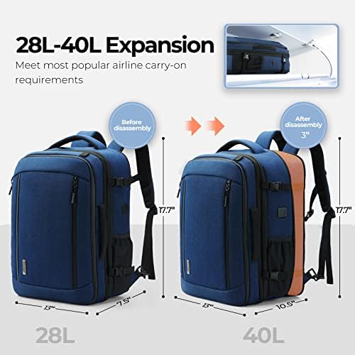 מקוו Large Travel Backpack for Men Airline Approved - Carry On Backpack with Detachable Laptop Bag - Expandable Weekender Backpack 